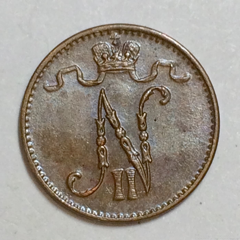 1 пенни 1911 год.Николай II.Русская Финляндия.Медь.