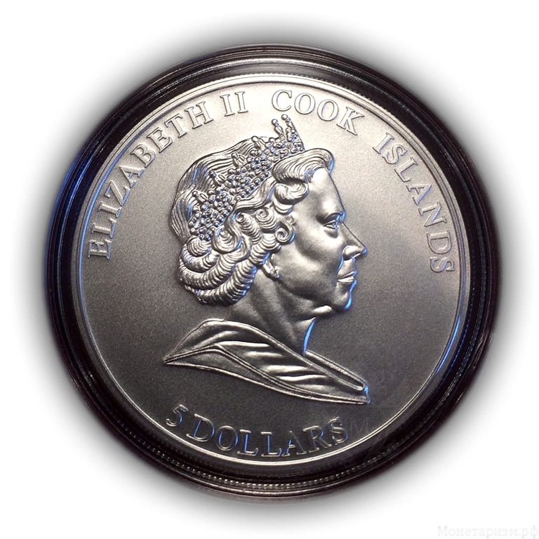 5 долларов 2010 год «Розы».Острова Кука.Серебро