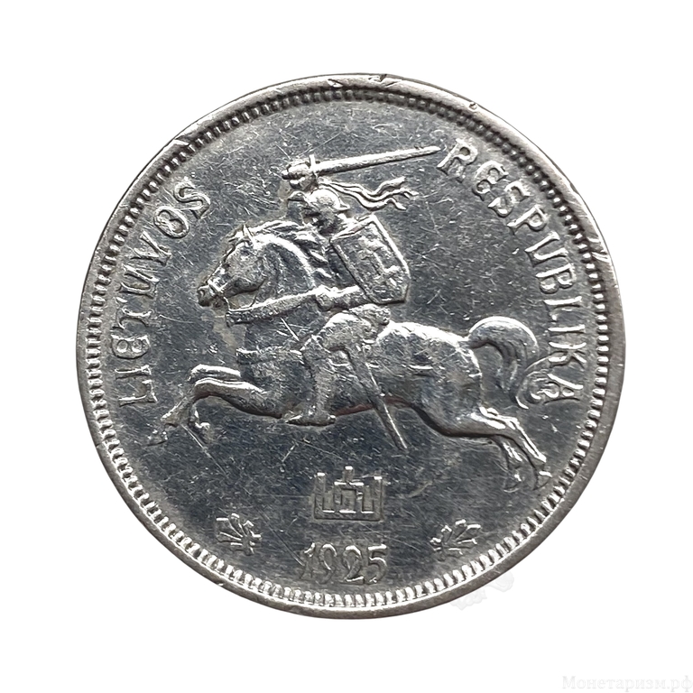 5 лит 1925 год.Литва.Серебро.