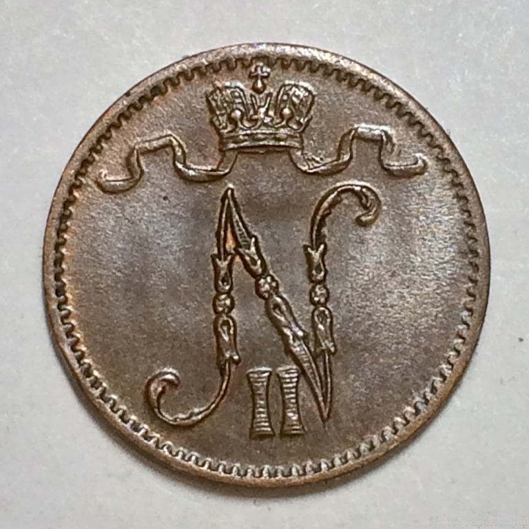 1 пенни 1914 год.Николай II.Русская Финляндия.Медь.