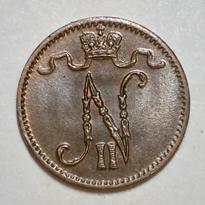 1 пенни 1914 год.Николай II.Русская Финляндия.Медь.
