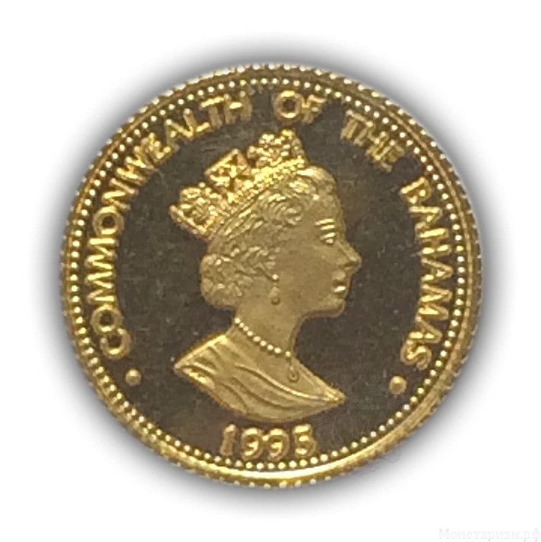 1 доллар 1995 год.Фламинго.Фауна.Багамские острова.Золото 999 пробы.