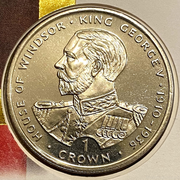 1 крона 1993 год.Георг V.Виндзорский дом.Гибралтар.В конверте.