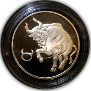 2 рубля 2003 год спмд "Телец.Знаки зодиака".Серебро.
