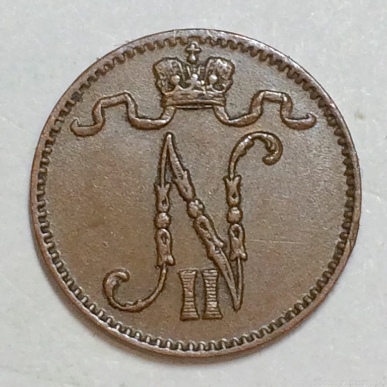 1 пенни 1913 год.Николай II.Русская Финляндия.Медь.