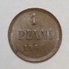 1 пенни 1908 год.Николай II.Русская Финляндия.Медь.(2)