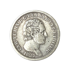 1 лира 1827 год.Сардиния.Италия.Серебро.