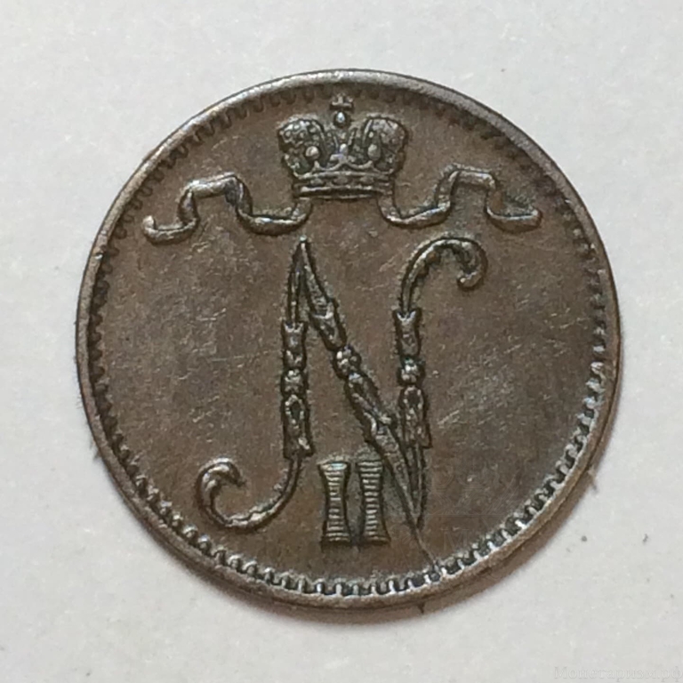 1 пенни 1900 год.Николай II.Русская Финляндия.Медь.