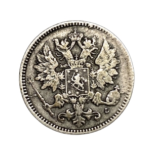 25 пенни 1890 год L.Александр III.Русская Финляндия.Серебро.
