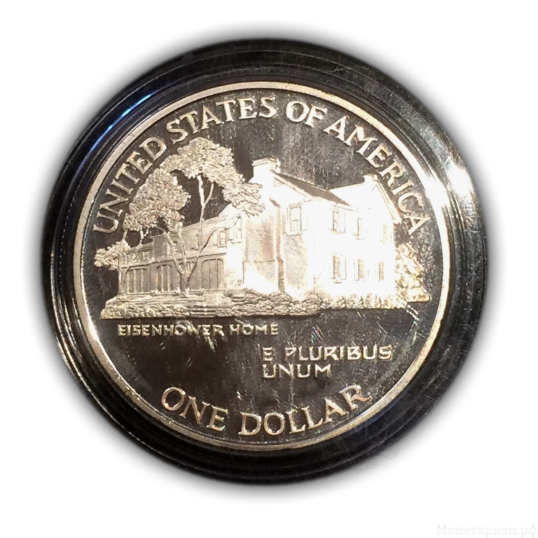 1 доллар США 1990 год "100 лет со дня рождения Эйзенхауэра".Серебро.Proof