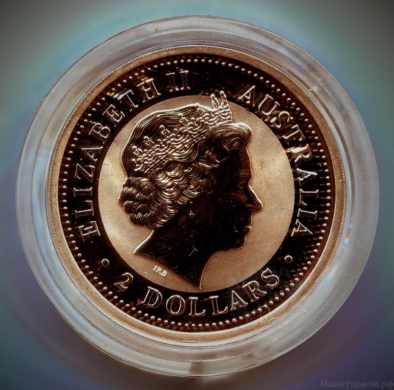 2 доллара 2005 "Год Петуха.Лунар".Серебро 2 Oz