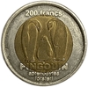 200 франков 2011 год.Пингвины.Остров Кергелен.Биметалл.