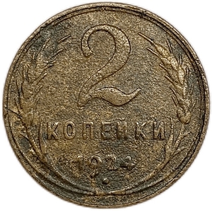 2 копейки 1924 год.Погодовка СССР.Медь.