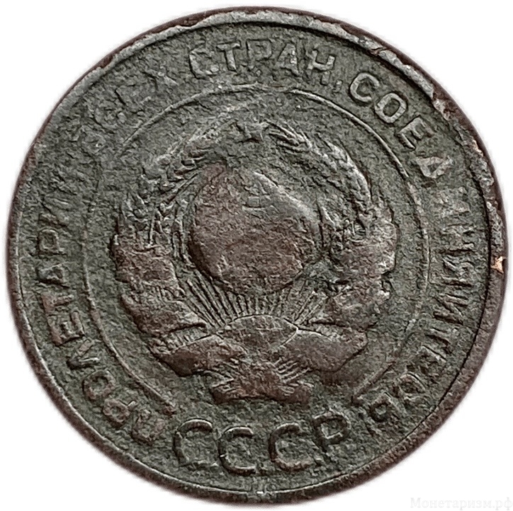 2 копейки 1924 год.Погодовка СССР.Гладкий гурт.Медь.(R).