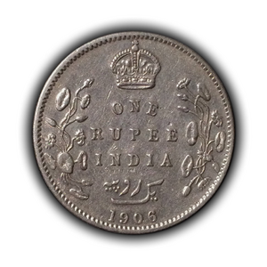 1 рупия 1906 год "Король Эдуард VII".Британская Индия.Серебро.