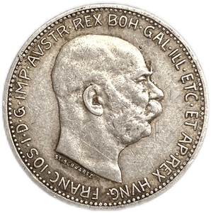 1 крона 1912 год.Франц Иосиф I.Австро-Венгрия.Серебро.
