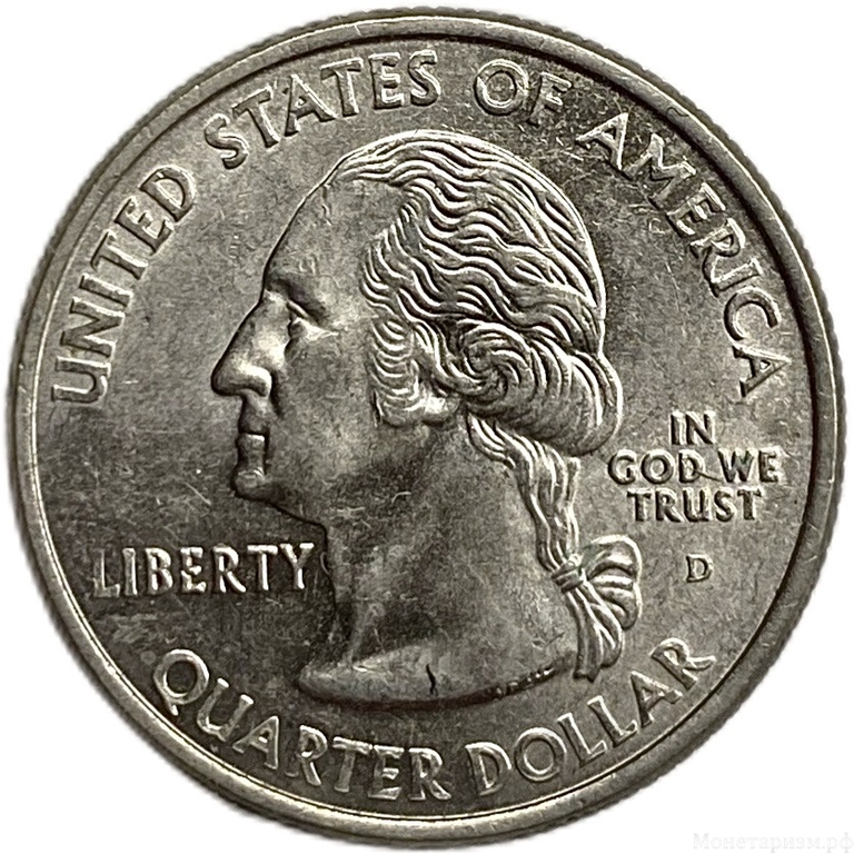 25 центов (квотер) 2005 год.Двор D.Орегон.Штаты и территории.США. 
