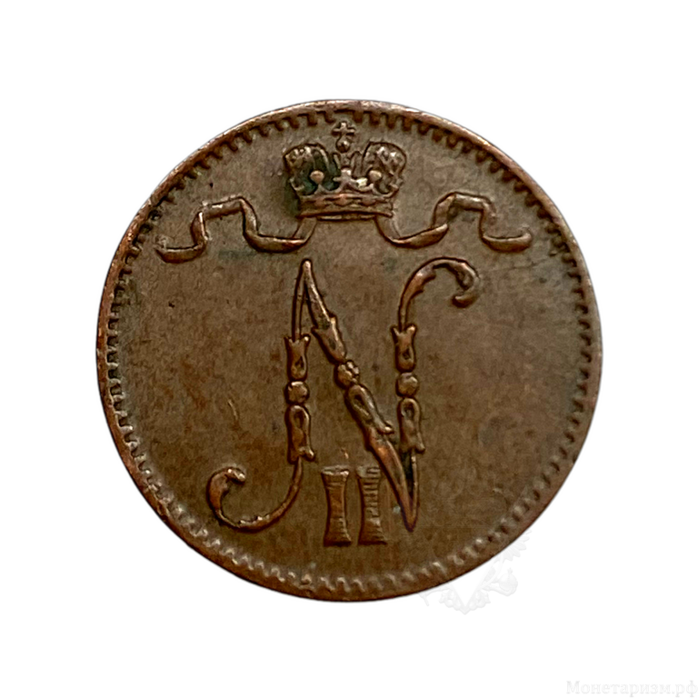 1 пенни 1912 год.Николай 2.Русская Финляндия.Медь. 