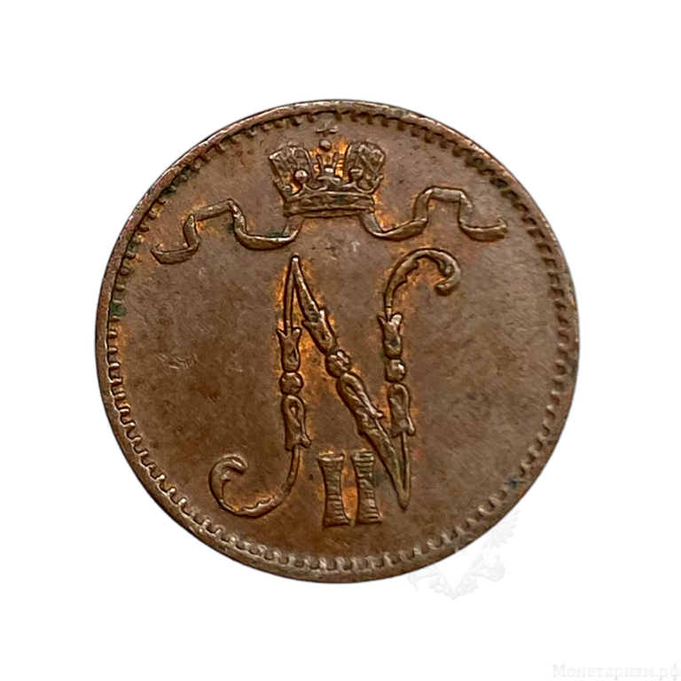 1 пенни 1915 год.Николай 2.Русская Финляндия.Медь.