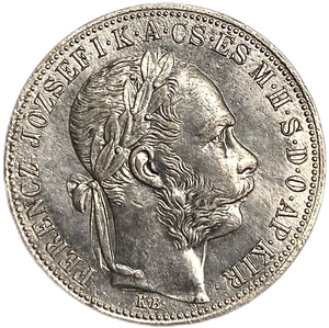 1 форинт 1884 год.Франц Иосиф I.Венгрия.Серебро.