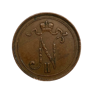10 пенни 1911 год.Николай II.Русская Финляндия.Медь.