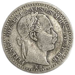 10 крейцеров 1870 год.Франц Иосиф I.Венгрия.Серебро. 