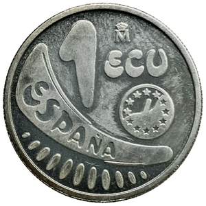 1 экю 1989 год.Похищение Европы.Испания.Серебро.