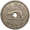 25 эре 1926 год.Полярный медведь.С отверстием.Гренландия.