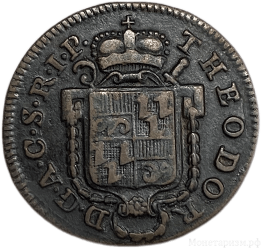 2 пфеннинга 1787 год.Имперское аббатство.Корвей.Германия.Медь.