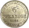 6 пфеннингов 1855 год B.Король Георг V.Ганновер.Германия.
