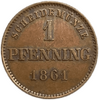 1 пфеннинг 1861 год.Бавария.Германия.Медь.
