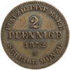 2 пфеннига 1872 год B.Франц II.Мекленбург-Шверин.Германия.Медь.
