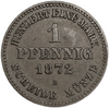 1 пфеннинг 1872 год B.Франц II.Герцогство Мекленбург-Шверин.Германия.Медь.