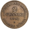 2 пфеннига 1872 год B.Франц II.Мекленбург-Шверин.Германия.Медь.