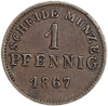 1 пфеннинг 1867 год.Герцог Луи III.Гессен.Германия.Медь.