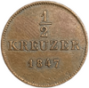 1/2 крейцера 1847 год.Вильгельм I.Вюрттемберг.Германия.Медь.