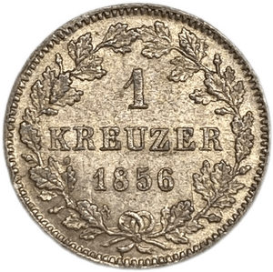1 крейцер 1856 год.Вильгельм I.Вюрттемберг.Германия.