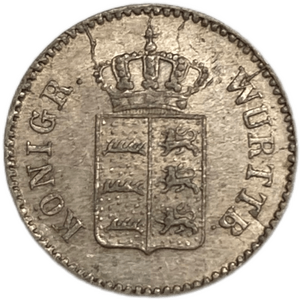 1 крейцер 1856 год.Вильгельм I.Вюрттемберг.Германия.
