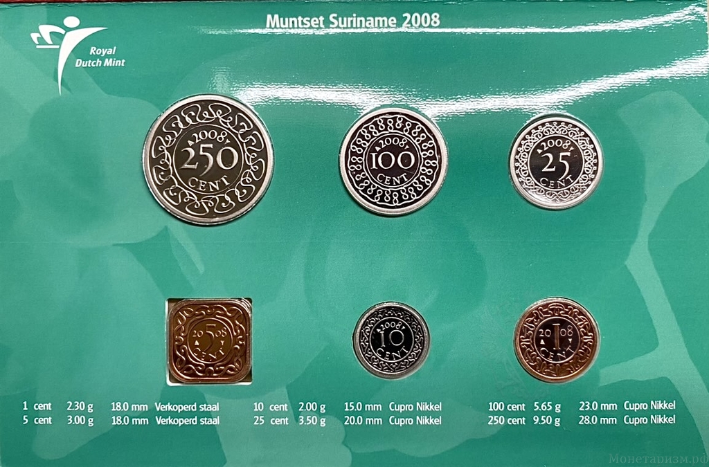 Набор памятных монет 2008 год.Флора.Суринам.Южная Америка.Буклет. 