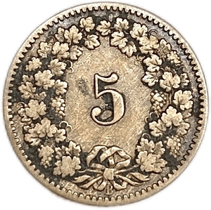 5 раппен 1894 год.Швейцария. 