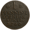 1 пфеннинг 1760 год.Карл I.Брауншвейг-Вольфенбюттель.Германия.Медь.