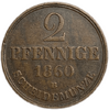 2 пфеннинга 1860 год B.Георг V.Ганновер.Германия.Медь.