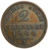 2 пфеннинга 1866 год А.Вильгельм I.Пруссия.Германия.Медь.