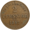 2 пфеннинг 1867 год.Саксен-Мейнинген.Германия.Медь.