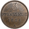 3 пфеннига 1864 год A.Франц II.Мекленбург-Шверин.Германия.Медь.