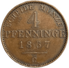 4 пфеннинга 1867 год C.Вильгельм I.Пруссия.Германия.Медь.