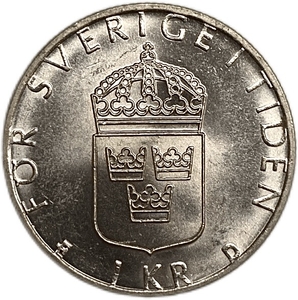 1 крона 1990 год.Карл XVI Густав.Швеция.