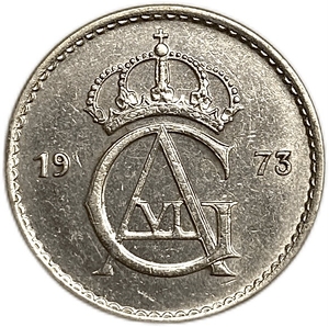 50 эре 1973 год.Густав VI.Швеция.
