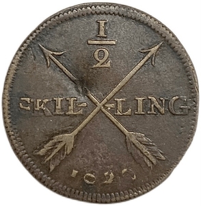 1/2 скиллинга 1820 год.Карл XIV Юхан.Швеция.