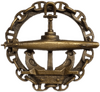 Знак офицера подводной лодки.Подводная лодка с цепью.Латунь,винт.